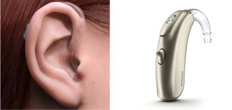 Aparaty słuchowe o wysokiej mocy, z indywidualnie dopasowaną wkładką uszną, wykonaną na podstawie odcisku ucha, przeznaczone do osób z ciężkim niedosłuchem.